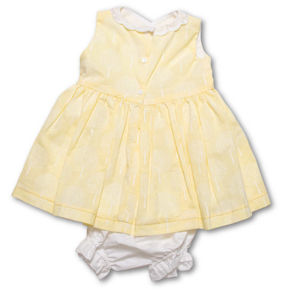 Vestido de algodón estampado de arbolitos amarillo - Micuquet