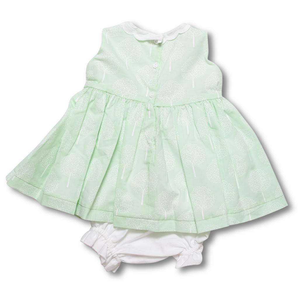Vestido de algodón estampado de arbolitos verde - Micuquet